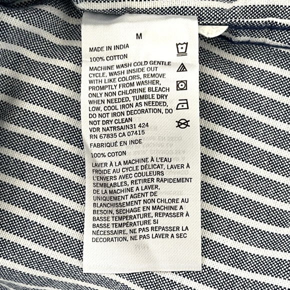 Nautica Mens Striped Shirt Size M Blue-Gray Solid Trim Pocket Embroidered Logo - Picture 8 of 9